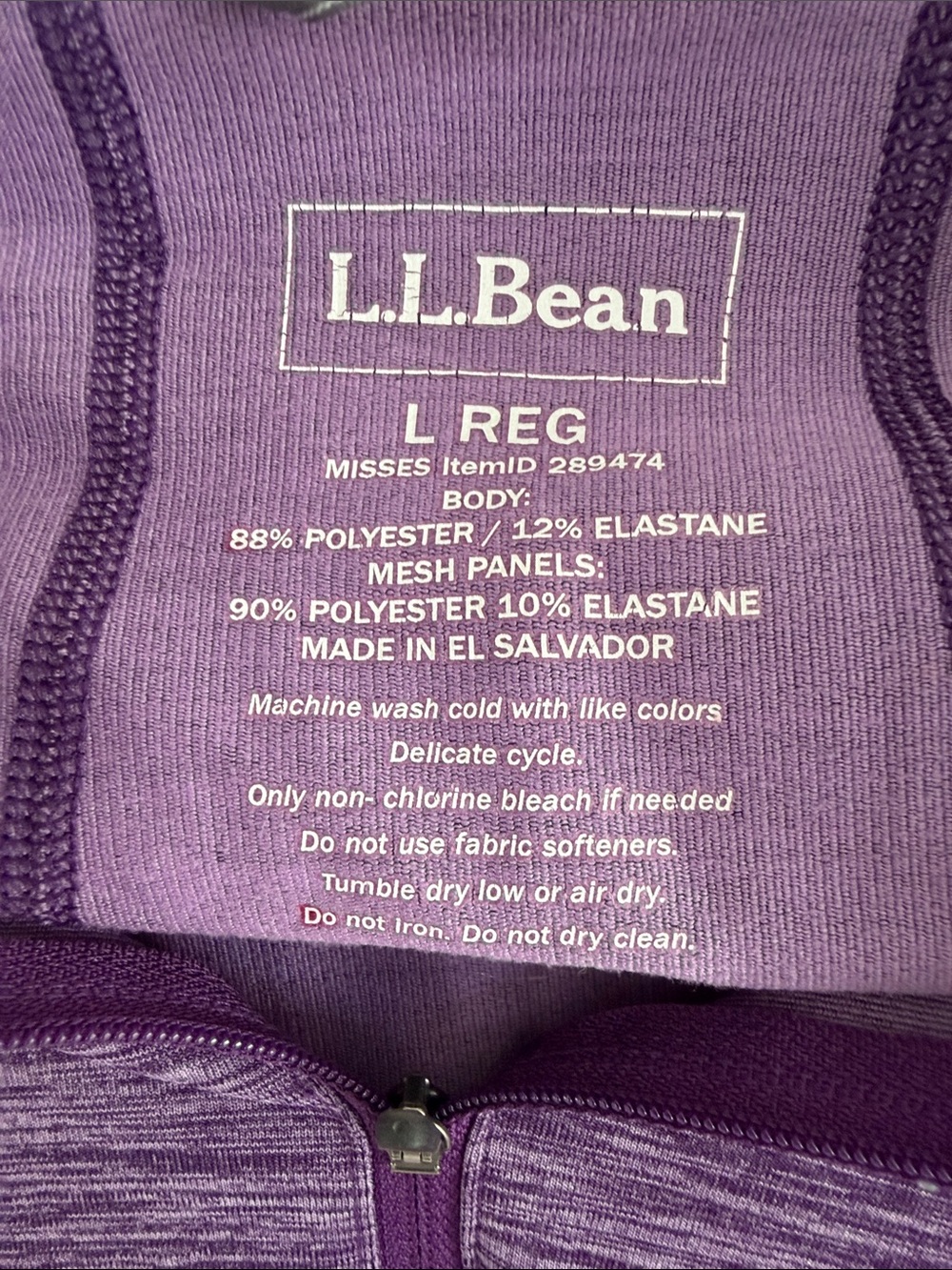 L.L. Bean Women's Purple Heather Quarter-Zip Hooded Active Top Size Large - Picture 5 of 7